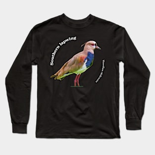 Southern lapwing tropical bird pin white text Long Sleeve T-Shirt